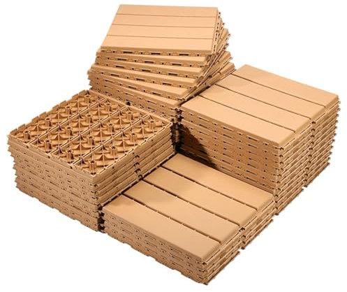 VUIKLCty Baldosa Decorativa Cuadrada entrelazada for Patio de 12x12 Pulgadas for Exteriores y Exteriores; Azulejo de Drenaje de plástico de imitación de Madera for Interiores