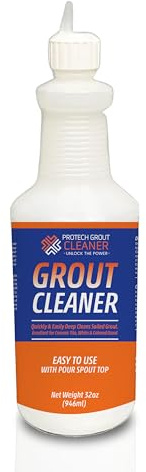 ProTech Grout Cleaner & Stain Cleaner - 32 Ounce - Premixed Solution - Heavy Duty Grout Stain Remover for Tile Floors, Showers, bathroom grout & Kitchens. Non-Toxic & Safe, Best for Deep Cleaning