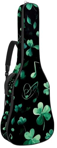 KengjuTesu 43 Zoll Akustikgitarre Softcase mit Rucksackgurt und 2 Taschen Note Kleeblatt Muster Keine Polsterung Rucksack Wasserdicht Oxford Tuch Bassgitarre Gigbag für Konzertgitarre, mehrfarbig,