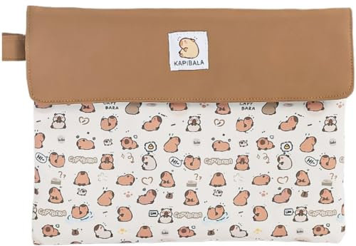 Vobumix Bolsa De Archivos De Tela Plegable, Carpeta De Archivos con Diseño De Perro Capybara, Bolsa De Archivo con Cremallera De Gran Capacidad De Dibujos Animados, Suministros Escolares Y De Oficina