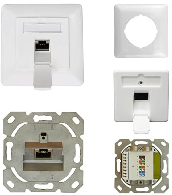 ProfiPatch Netzwerkdose LAN Dose Cat6A 500MHz Unterputz 1x RJ45 Port Anschluss Oben/unten POE CAT7,CAT6A,CAT6,CAT5 geschirmt weiß