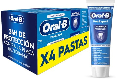 Oral-B Pro-Expert Protección Profesional Pasta de Dientes, Pack 4x75 ml | Dentífrico con Fluoruro de Estaño, Ayuda con Problemas de Encías, Placa, Sarro Y Sensibilidad, Sabor a Menta Fresca