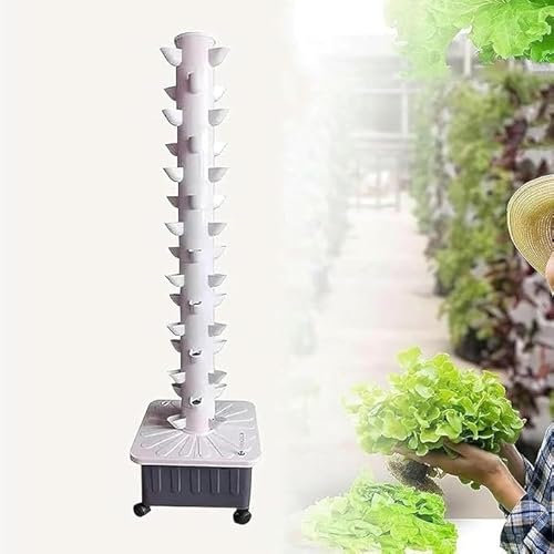 Torre idroponica 15 Strati 45 Fori/Kit Sistema di Coltivazione idroponica, Sistema di Coltivazione Indoor Torre di Coltivazione Verticale,con Pompa Serbatoio dell'Acqua Mobile per Erbe