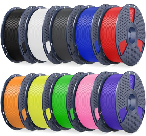 SUNLU High Speed PLA Filament Bundle 1.75mm, 10 Packs, Black+White+Grey+Pink+Red+Orange+Yellow+Green+Blue+Lavender Purple