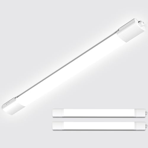 Amdelne 5ft LED Batten Lights 2 Pack, 6000K Daylight Plug in Ceiling Light, IP65 Outdoor Lighting, Linkable Tube Lights for Garage, Shed, Loft, Office, School, Store, Workshop, Warehouse, 45w 150cm