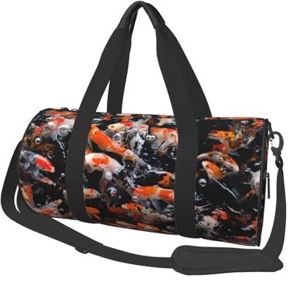Sac de voyage rond en toile, imperméable et résistant aux déchirures, motif poissons carpe fantaisie japonais