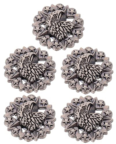 Gadpiparty 5pcs Stylish Fastening Belt Buttons Eagle Pattern Screws for Leather Bags and Wallet Accessories, Decorative Ornamental Unique Buttons for DIY Craft and Travel Use