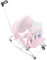 Lettino pieghevole per bambini, 3 inclinazioni, ultra compatto e sottile, imbracatura a 5 punti, fino a 15 kg, giocattoli con asta e arco, 40 x 80 x 66 cm, rosa