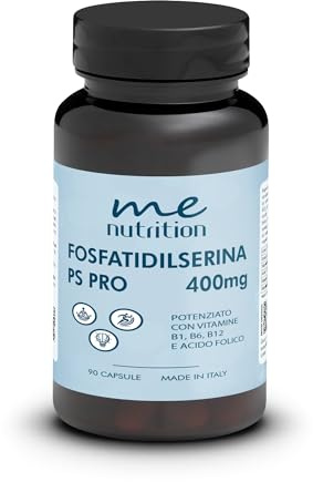 Fosfatidilserina Pura 400mg Combatte il Cortisolo, 90 Capsule Migliora Memoria e Concentrazione, Riduce lo Stress Integratore Nootropico con Vitamine B1 B6 B12 Acido Folico Me Myeasy