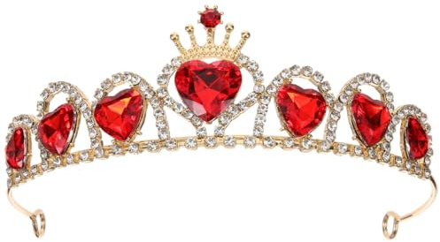 BESPORTBLE Heart Tiara Wedding Crown with Rhinestones and Pearls Elegant Bridal Hair Jewelry Headband for Bride Special Occasions 5.71X4.72X1.57In