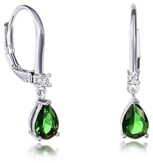 Zavana Petites Boucles d'Oreilles Pendantes pour Femme et Jeune Fille, Boucles d'Oreilles Femme en Goutte Couleur Argent ou Or, Boucles d'Oreilles avec Pierres de Couleurs ou Pierres Blanches