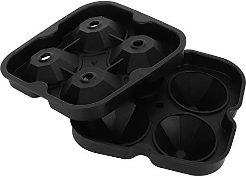 FLEXMAN Molde para Cubitos de Hielo de 4 Rejillas, Bandeja Reutilizable para Cubitos de Hielo con Forma de Diamante, Fácil de Limpiar, Suministros de Cocina para el Hogar para Horn (Negra)