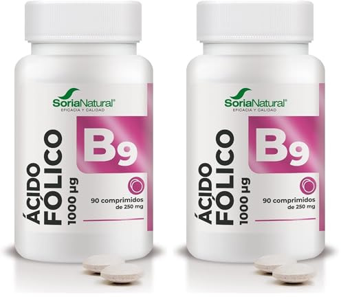 Soria Natural Ácido Fólico - MÁXIMA ABSORCIÓN – Ayuda al Sistema Inmunológico – Vitamina Necesaria para el Embarazo - Liberación Sostenida para mejor asimilación - 90 comprimidos de 250 mg.