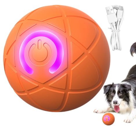 Pallina Cane Che Si Muove Da Sola - Ricaricabile Palla Per Cani Elettrica | Giocattolo Interattivo Con Palla Per Cani, Shaky Ball Ricaricabile USB Con Luce LED PerCani Di Piccola/media/grande Taglia