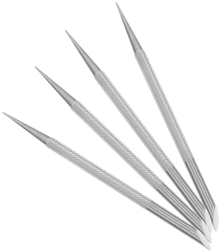 HOMSFOU 4 Piezas Removedor y Empujador de Cutículas de Acero Inoxidable para Manicura y Pedicura Profesional, Herramienta Doble Cabeza para Limpiar Uñas y Eliminar Piel Muerta, Uso