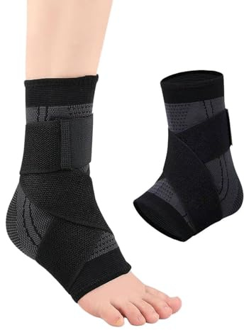 CULEB 2 Pezzi Cavigliera per Stabilizzare e Prevenire Distorsioni,Tutore Caviglia per Supporto e Compressione,Supporto Plantare Ortopedico Traspirante Regolabile Unisex,Nero