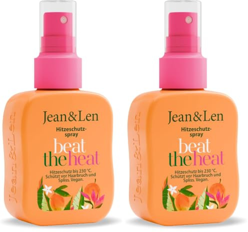 Jean & Len Beat The Heat Hitzeschutzspray, mit Mango Duft, leichte Konsistenz, schützt das Haar vor Hitzeschäden bis 230°C, Heat Protection Spray, ohne Parabene & Silikone, vegan, 100 ml