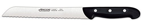 Arcos Serie Maitre - Caja 6 uds Cuchillo Panero - Hoja de Acero Inoxidable NITRUM Serrada de 210 mm - Mango de Polipropileno Color negro (6 UDS)