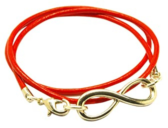 Wickelarmband Leder Armband Infinity Unendlichkeit silbern rot Juvelato