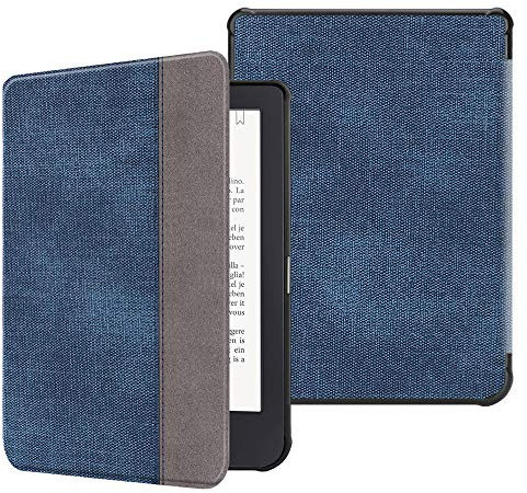 Fintie Hülle kompatibel mit Tolino Shine 3 eReader (2018) / Kobo Clara HD (2018) eReader - Ultradünne Schutzhülle mit Ruhemodus und Magnetverschluss, Jeansoptik Blau