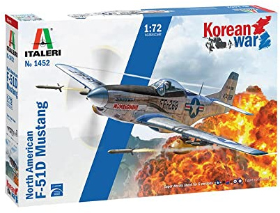 Italeri 1452 North American F-51D Korean War, scala 1:72, plastic model kit, modello in plastica da montare, modellismo, aereo, grigio