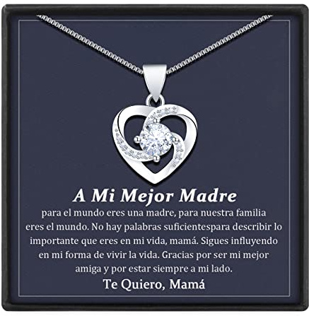 BOCHOI Collar DiA De La Madre Regalo Original Para Mamá Regalos Especiales Para Una Madre Colgante De Plata De Ley 925 En Forma De Corazón Cadena De