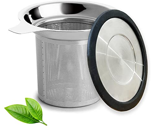 Tea Infuser, Extra Fine Mesh Tea Strainer with Silicone Lid, 304 Stainless Steel Tea Infusers for Loose Tea, Tea Steeper Basket Filter for Teapot, Mug, Cup