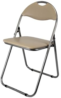 Meta Faux leather Office Chairs - Steel Frame folding Chair for Home, Office, Dining & Reception (1, Cream)