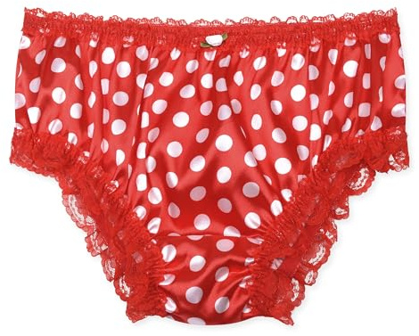 Satini Braguita Mujer Raso Encaje y Flor | Brillo Sedoso, Rosa de Tela, Refuerzo Amplio, Volantes en las Perneras, Ropa Interior, Tallas S-XXL
