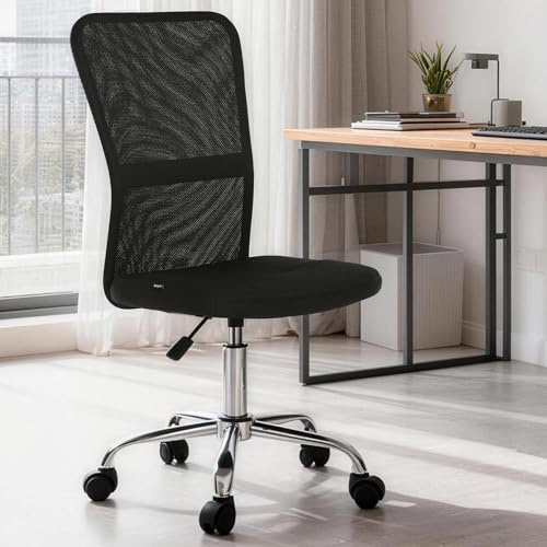 Mingone Bürostuhl Ergonomisch Schreibtischstuhl aus Mesh Höhenverstellbarer Drehstuhl 360° Drehbarer Computerstuhl mit Lendenwirbelstütze Belastbar bis 120kg, Schwarz