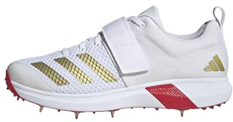 adidas Homme Adipower Vector Chaussures de Cricket, Cloud White/Gold Metallic/Pure Ruby, 41 1/3 EU