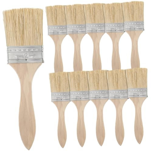 Veemoon Pinselset Mit Holzgriff – 10-teiliges Detailpinselset Zum Mischen Und Verteilen Von Farbe Perfekt Für Wände Möbelanstriche Grillpinsel