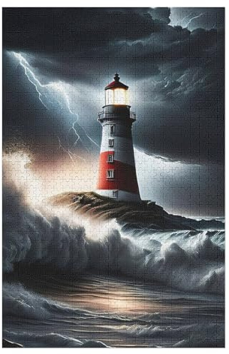 Leuchtturm Puzzle, Puzzles Für Erwachsene Kinder, 1000 Teile Holzpuzzle, Für Jugendliche & Erwachsene Herausforderungsspielzeug 78×53cm