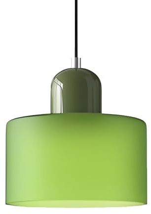 XIRYTU-H 20cm Moderne Skandinavische Pendelleuchte aus Glas, E27 Hängelampe, Höhenverstellbar (200 cm), Metall & Glas, Für Küche, Esszimmer, Café, Bar – Mehrere Farben (Mattes Grün)