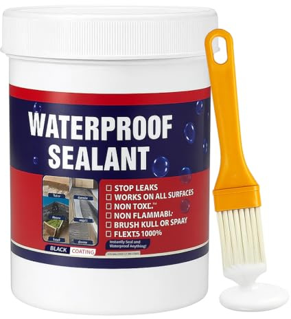 Liquid Waterproof Sealant Clear for Roof Leaks, Patio, Bathroom & Shower - Invisible Anti-Leaking Sealant Agent Repair Kit with Brush, Water-Based Coating for Concrete, Tile, Indoor & Outdoor - 10oz