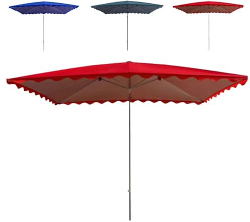 Sombrilla rectangular de 3 x 2 m para exteriores, altura ajustable, sombrilla de jardín para patio, piscina, balcón, sombrilla grande de 6 varillas (rojo, 4 x 3 m)