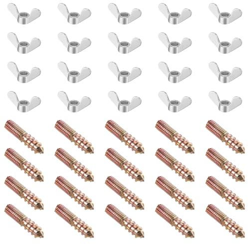 Lot de 40 vis à écrou papillon 6 mm avec filetage double extrémité en acier pour outil sans installation et connexion sécurisée