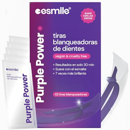 ESMILE Tiras Blanqueadoras Dientes Morado – 21 Tratamientos | Aclaramiento Instantáneo Sin Peróxido | Neutraliza el Amarillo e ilumina la Sonrisa (42)