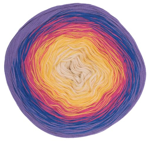 Hobby YARN - Flowy Charme - Farbverlaufsgarn Bobbel 250g, 1000m, Garn, Baumwolle, Acryl, zum Stricken und Häkeln, weiches Verlaufsgarn 4 Fädig, Schals, Decken, Kleidung (208)