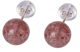 S925 Silver med naturliga jordgubbsrosa kristallörhängen Jade för kvinnor Yoga