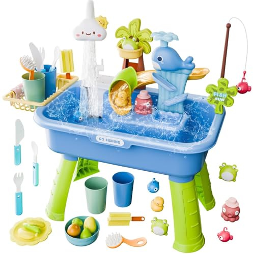 Aufbnach Wassertisch Kinder Outdoor, Wasserspieltisch Mit Fließendem Wasser Pumpe, Wasserbahn Kinder Draußen, Serbahn Kinders Draußen, Für Und Mädchen Ab 4 Jahren