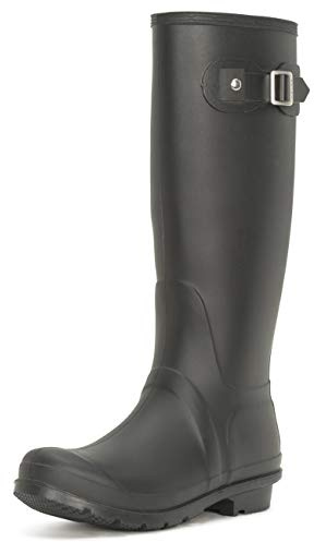 Polar Boot Women’s Tall Waterproof Wellies - Adjustable Buckle Knee-High Wellington Boots - Insulated Non?Slip Snow & Dog Walking Outdoor Footwear - Black - UK6/EU39