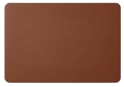 Eglooh - Herms Deluxe - Schreibtischunterlage aus Leder Orange Braun cm 90x60 - Blau Kontrast Nähten und abgerundeten Kanten - Made in Italy