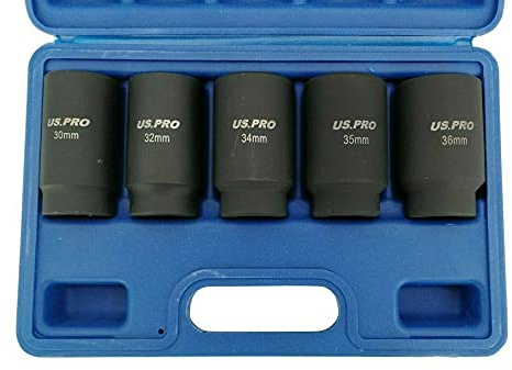 US Pro 5pc Impact Socket Set - Thin Wall, 12 Point, 30 32 34 35 36mm B1431