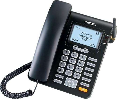 Maxcom MM28D HS - Telefono mobile da scrivania con cavo 2G con scheda SIM, per uso aziendale e ufficio e casa, spina UK, nero