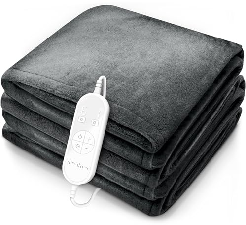 sinnlein® Heizdecke 160x120cm mit Abschaltautomatik | Wärmedecke elektrisch | Kuscheldecke mit Timerfunktion, 9 Heizstufen , Digitalanzeige & Überhitzungsschutz | Geschenke für Frauen & Männer