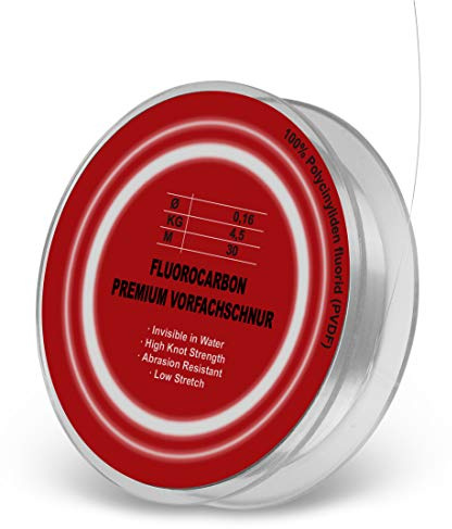 Storfisk fishing & more Fluorocarbon Vorfachschnur, 30 m, unsichtbar unter Wasser, für alle Fischarten geeignet
