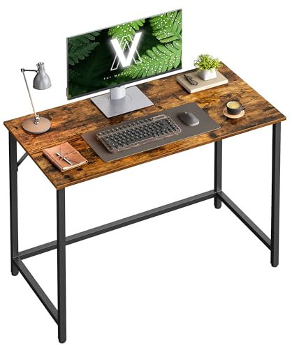 VASAGLE Scrivania per Computer, Postazione Lavoro, Scrivania da Ufficio, Studio Camera da Letto 50 x 100 x 76 cm, Stile Industriale, Struttura Metallica, Marrone Vintage e Nero Inchistro LWD41X