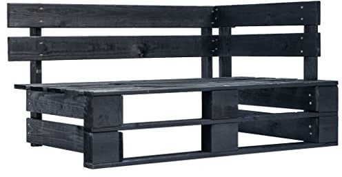 Banc d angle palette de jardin bois noir