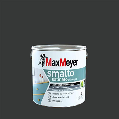 Maxmeyer Smalto All'Acqua Poliuretanico Satinato Nero 2 L